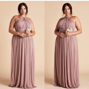 Birdy Grey Kiko Gown Sz XL Mauve Chiffon Halter Neck Pocket Bridesmaid Prom NEW